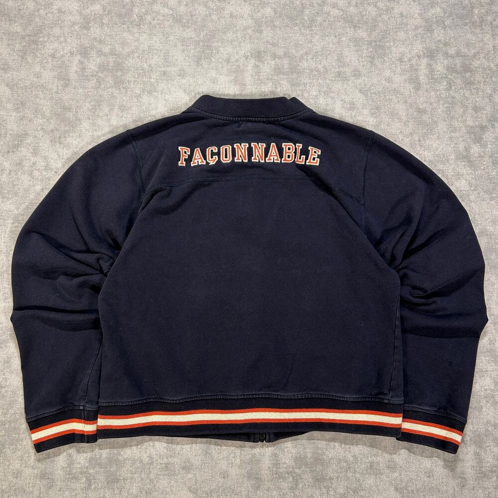 F by Faconnable Varsity Jacket Navy Orange Striped Full Zip Made in Portugal S